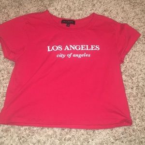 Red cropped los angeles tee